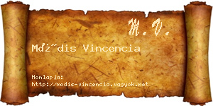 Módis Vincencia névjegykártya